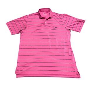 Santa Maria Golf & Country Club F&G Tech Pink Stripe Golf Polo Shirt Men's Large